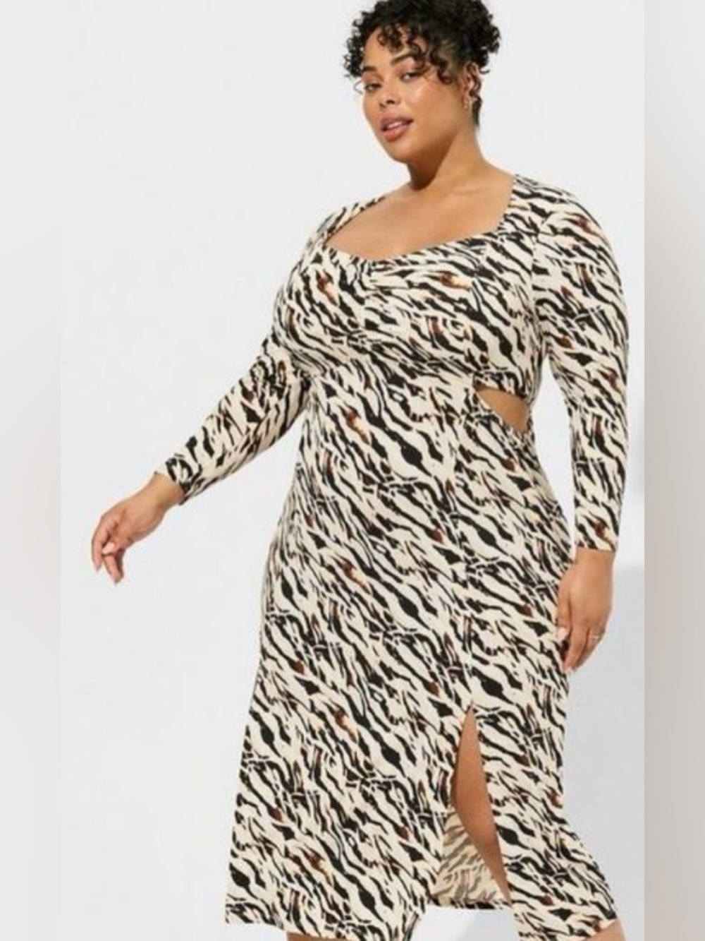 Torrid 3 3X Maxi Studio Knit Dress Open Sides Watercolor Zebra NWT women’s